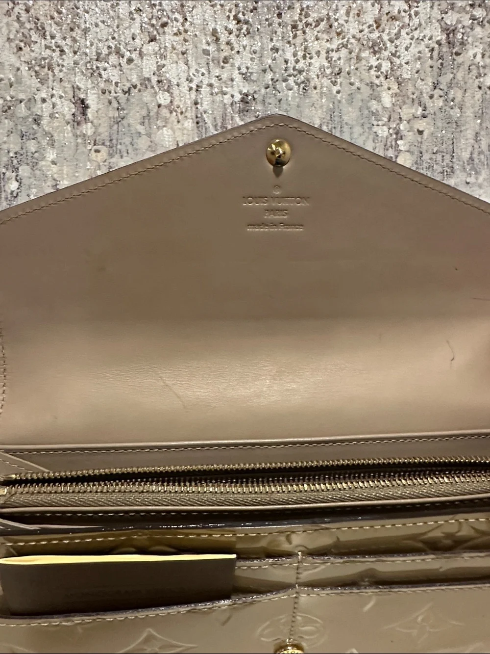 Louis Vuitton Taupe Vernis Patent Envelope Wallet - Picture 6 of 8